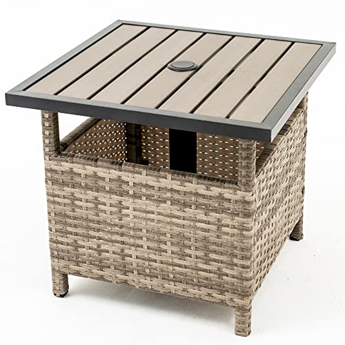 Sundale Outdoor Patio Umbrella Stand All Weather Wicker Rattan 22 In Umbrella Table Garden Furniture Deck Pool Table, Gray #TOP30