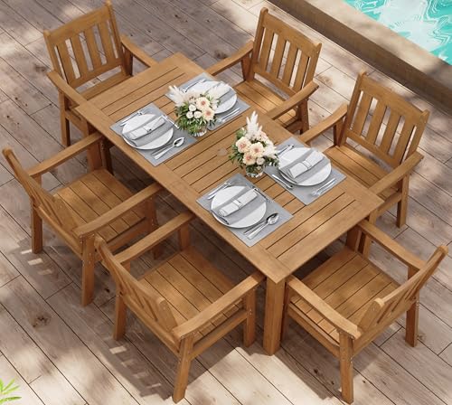 YEFU Outdoor Patio Dining Sets: All Weather 7 Piece Dining Table ...