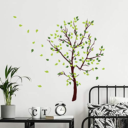 decalmile Pegatinas de Pared Árbol Verde Vinilos Decorativos Hojas Adhesivos Pared Dormitorio Salón Oficina (H: 110 cm)