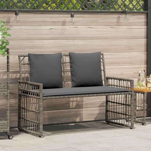 Banc de jardin résistant aux intempéries gris foncé avec dossier de terrasse