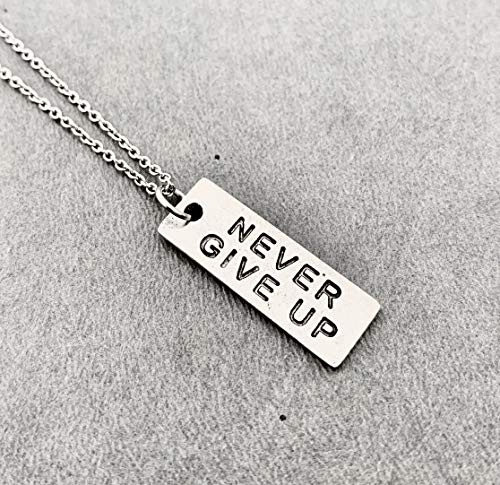 Pewter NEVER GIVE UP Necklace - Pewter Pendant on 18 inch Stainless Steel Cable Chain - All Pewter3