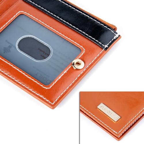 Image of ANDOILT Women's Genuine Leather Wallet RFID Blocking Credit Card Holder Zipper Purse Cell Phone Handbag