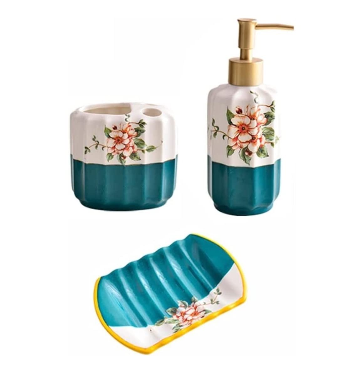 Zestaw Akcesoriów łazienkowych Zestaw Ceramicznych Dozowników Mydła Zestaw Akcesoriów Łazienkowych Do Łazienki Mydelniczka Kuchenna Zestaw łazienkowy (Size : 3pieces)
