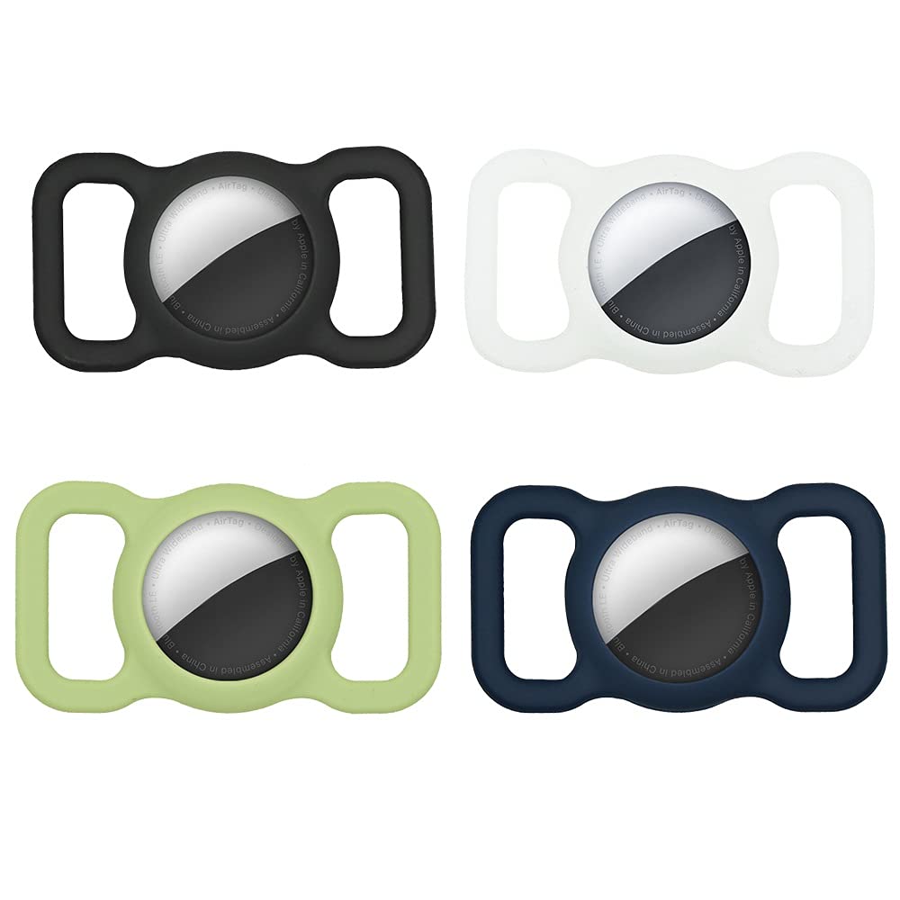 GENREEN 4 Pack Silicon Protective Case Compatible with Apple AirTag 2021,Waterproof & Anti-Scratches Air Tag Holder for Pet Collar & Backpack Strap Dog Cat Keyring