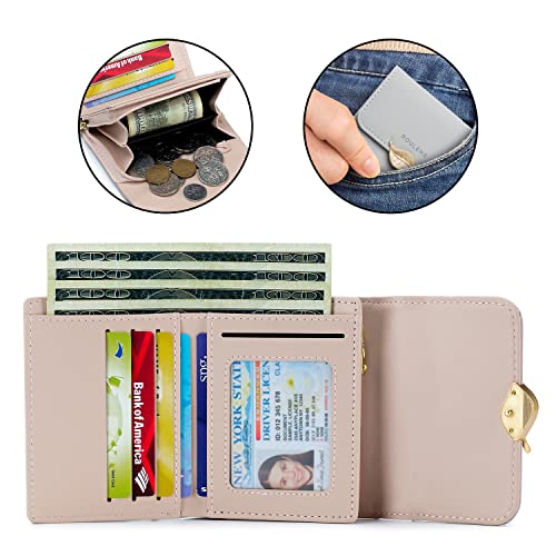 Image of Roulens Wallet for Women RFID Blocking PU Leather Leaf Pendant Card Holder Phone Checkbook Organizer Zipper Coin Purse