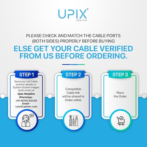 Image of Upix USB Kemei Trimmer Charging Cable 1 Meter (3.2 Feet), Compatible Only for Kemei Trimmer, Shavers, Body Groomers (Match Cable Port Before Ordering, Check Images) (Works with 5V USB Adapter Only)