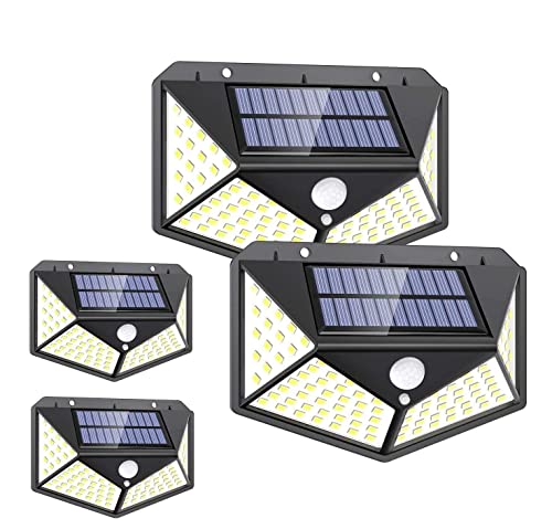 ソーラーセンサーライト(4個セット) 光&人感センサー 防犯ライト 太陽光発電 防水 自動点灯/消灯 屋外ウォールライト
