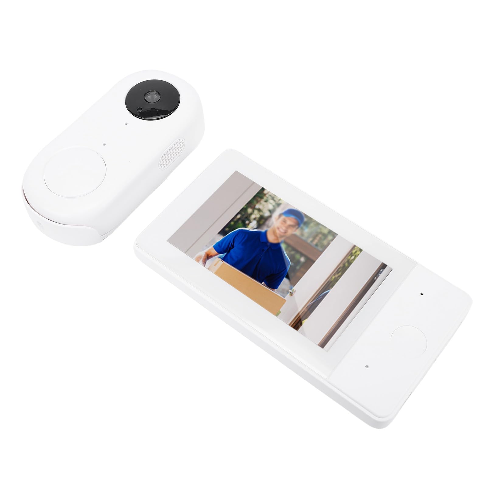 Fabater Cámara de Timbre de Vídeo Inalámbrica, Cámara de Timbre de Puerta a Prueba de Agua IP65 con Pantalla de Monitor de 4,3 Pulgadas, Audio de 2 Vías, ángulo de