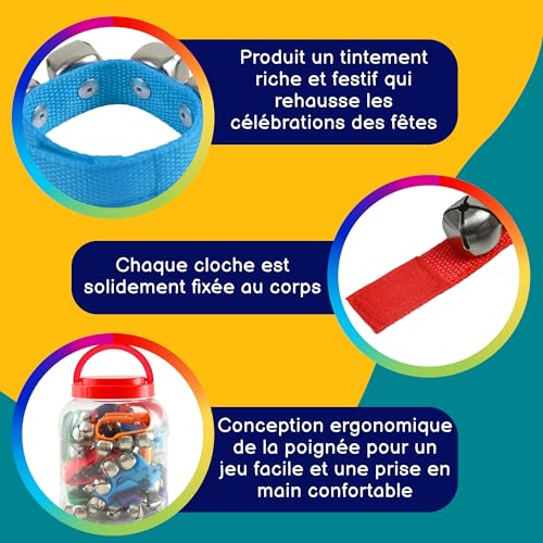 Poignet Jingle Sleigh Bells multicolore sangle nylon lot de 20 - 2