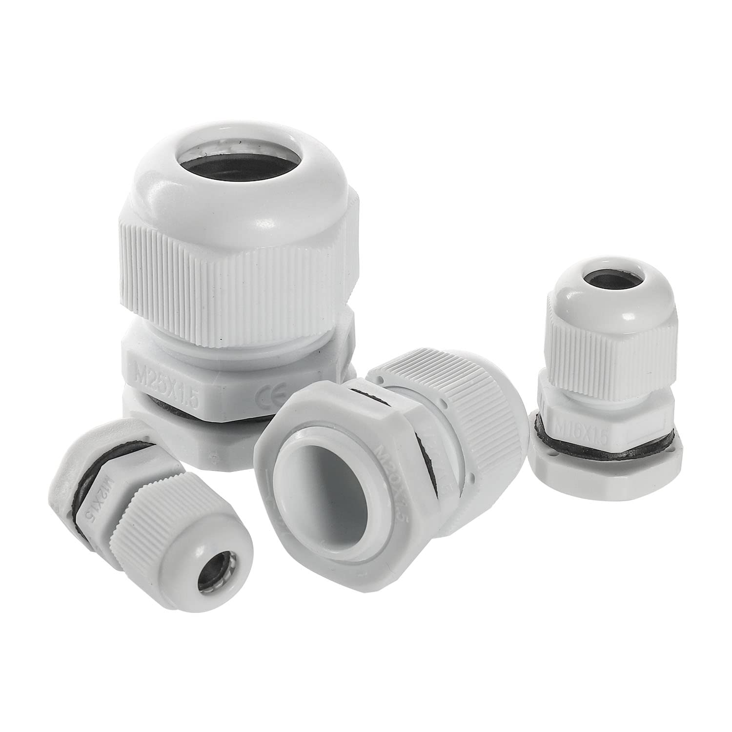 Lot de 40 presse-étoupes étanches M12, M16, M20, M25, connecteurs de câble blancs IP 68 en nylon pour jardin extérieur