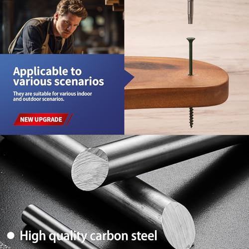 Image of #10 x 3-1 /2 inch Deck Screws (464Pcs) 8lb. Exterior Wood Screws. Carbon Steel, Green, Flat Head, Rust Resistant epoxy Coated, with T25 Star Bit