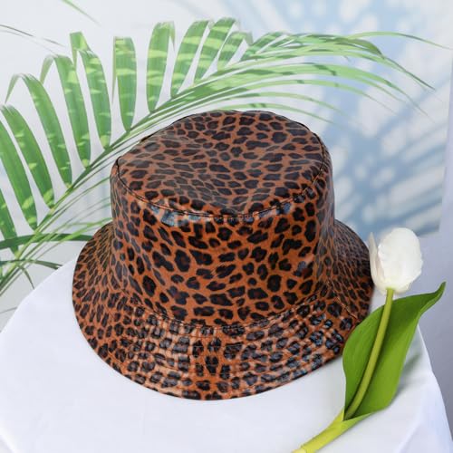 Image of Unisex Black Bucket Hat Waterproof Rain Hat Reversible Shiny Rave Bucket Hat for Concert Festival