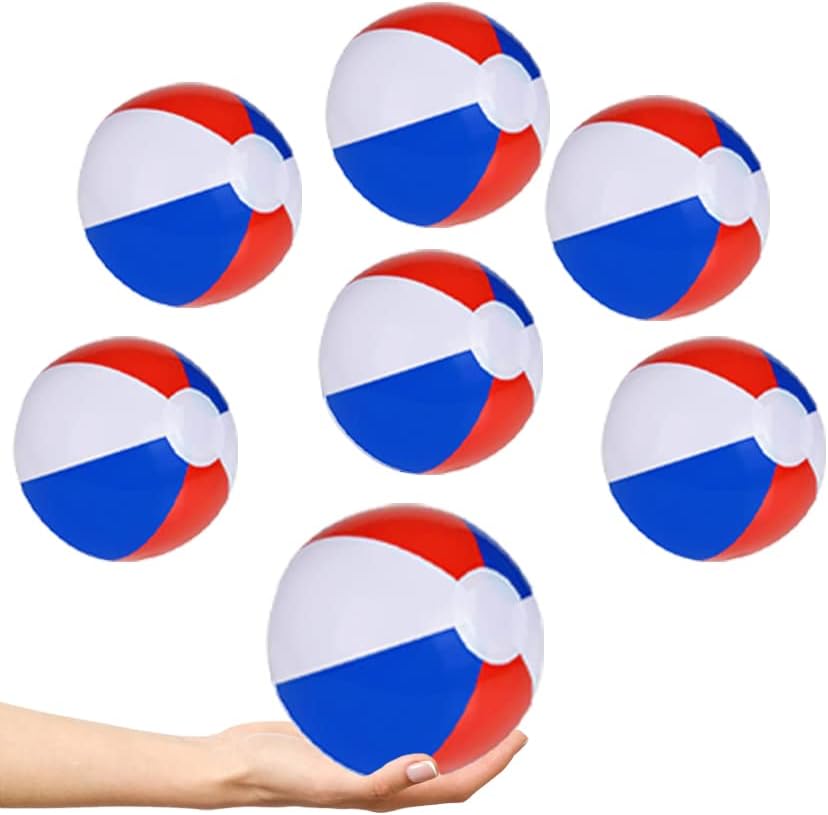The Dreidel Company Pelotas de playa patrióticas inflables con diseño de bandera de Estados Unidos para fiesta en la piscina, cumpleaños, juguete