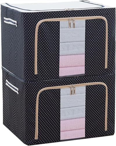 Image of Storage Box for clothes Cloth storage box wardrobe organizers (44 LTR Pack of 2, Blue Polka)