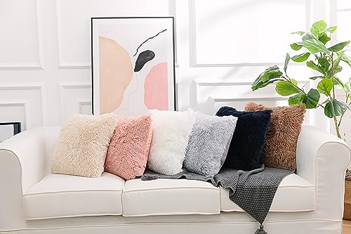 Image of Lumbar Faux Fur Throw Pillow Covers for Couch Decorative Pillows 12x20