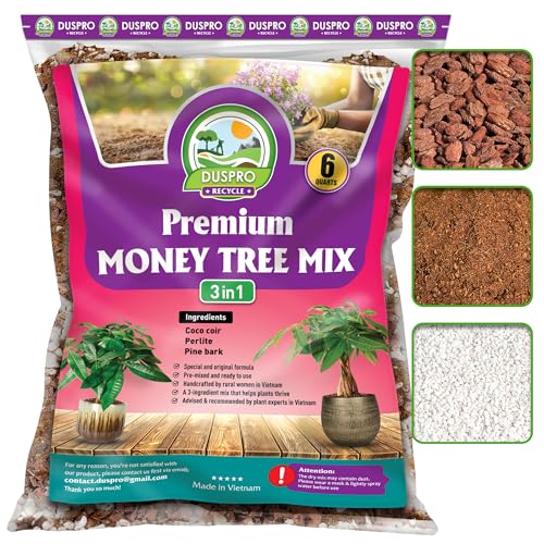DUSPRO Money Tree Soil Indoor, Premium Coco Coir Perlite Mix and Pine Bark for Money Tree, Ideal...