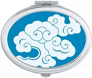 Painting Culture White Cloud Mirror Portable Fold Hand Makeup Double Side Glasses