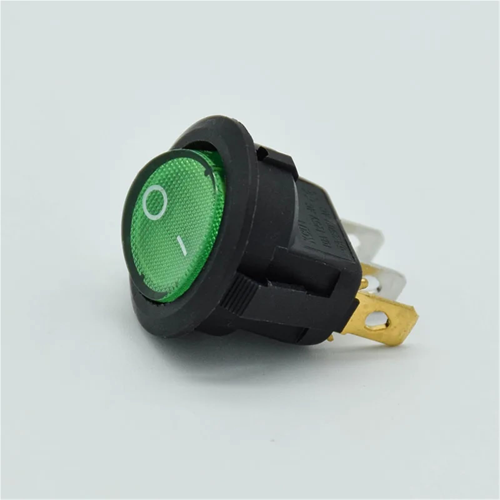 Interruptor redondo SPST 6A 250V para automoción con luz verde de 4 clavijas 8