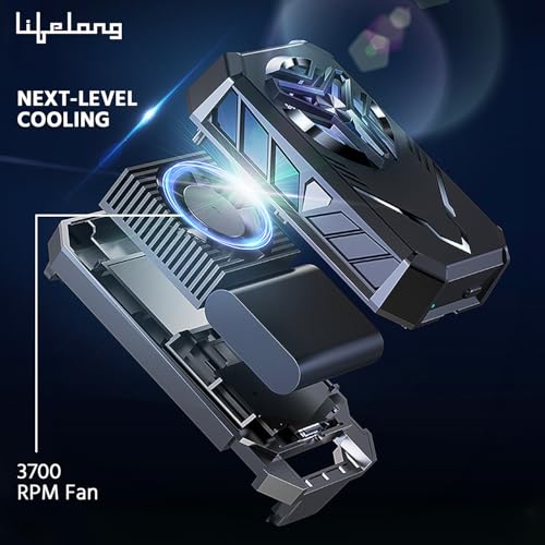 Image of Lifelong Rechargeable Phone Cooler for Gaming | Powerful Semiconductor Technology | Durable Battery | Additional Clip For iPhone & Android | Instant Cooling Fan for Mobile | Wireless | RGB Light