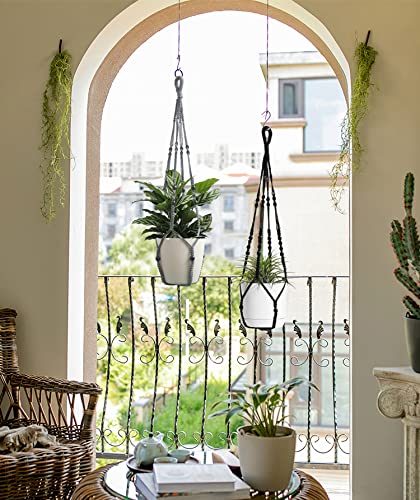 Macrame Plant Hanger Indoor Hanging With Wood Beads Macrame Planters No Tassel For Indoor Outdoor Boho Home Decor 35 Inch (Gray,1Pc) #TOP2