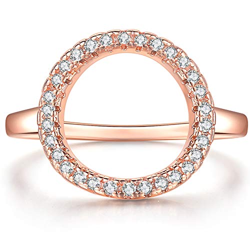 Jude Jewelers Silver Rose Gold Open Circle Karma Promise Statement Ring  thumb #1