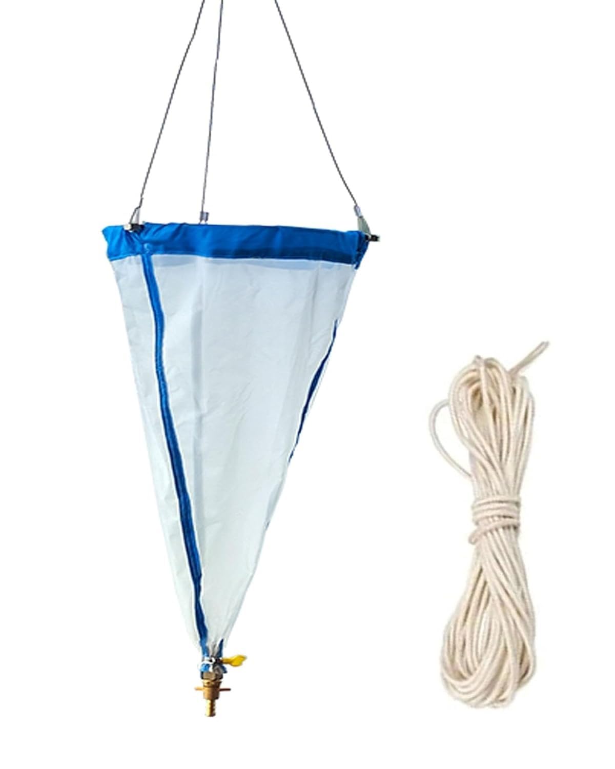 Rete for plancton a 200 maglie - 23,62 pollici di lunghezza, 11,81 pollici di diametro, apertura di 64 μm, nylon sperimentale ispessito, rete for plancton a maglia fine da 25 libbre con corda di campi
