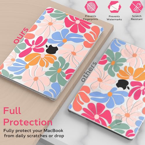 Image of B BELK for MacBook Air 15 inch Case M5 /M4 /M3 /M2 /M1 2026 2025 2024 2023 | Floral Protective Plastic Hard Shell Case with Keyboard Cover & Screen Protector, Model A3448 A3241 A3114 A2941, Retro Bloom