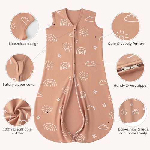 Image of Yoofoss Baby Sleep Sack 6-12 Months 0.5 TOG Baby Wearable Blanket, 100% Organic Cotton Infant Toddler Sleeping Sack 2-Way Zipper Lightweight Sleep Sack, Grizzly