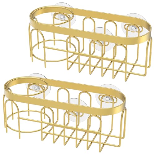 YMKWZ 2 soportes de esponja para fregadero de cocina, acero inoxidable 304, con ventosa, escurridor, organizador de fregadero de cocina, bandeja de soporte de esponja para cocina y baño