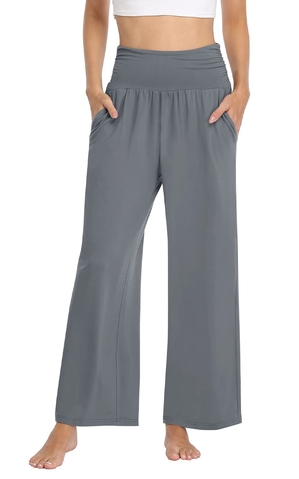 TARSE Womens Wide Leg Pants Casual Loose Yoga Sweatpants Comfy Lounge Pajama Flowy Pants Pockets