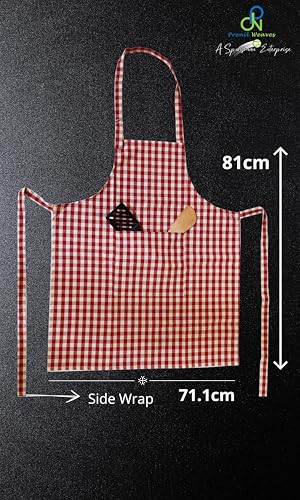 Image of Kitchen Apron for Women & Men | 100% Cotton | Cooking Apron with Big utility Pocket | Adjustable neck strap | Free Size | Kitchen Utensils Accessory
