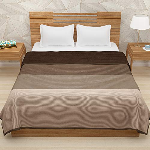 Image of Story@Home Flannel Light Weight Super Soft luxory Throw Blanket for the Bed Cozy Plush Polyster Solid Warm Fleece Couch Gradient Blanket for All Season, 90 inchx78 inch - 1 Pc, Brown