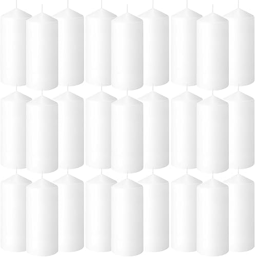 Miniatura 1 de MTLEE Paquete de 24 velas de pilar de 2.7 x 6.7 pulgadas, sin perfume, sin goteo, velas de pilar grandes de larga duración, mecha de algodón para