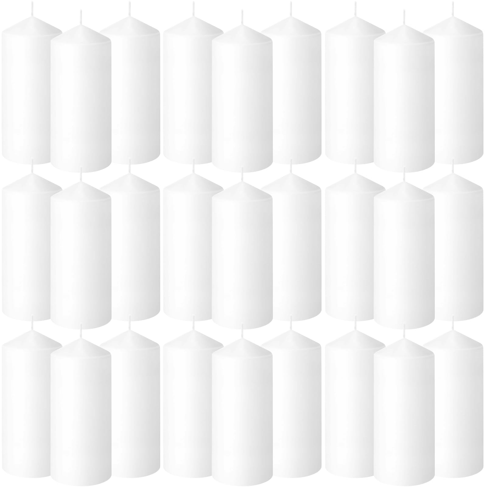 20 Pack Unscented Pillar Candles 3 x 5 Inch Smokeless White Candles Long Burning Pillar Candles Clean Dripless Pillar Candles for Birthday Spa Parties Dinners Home Gatherings