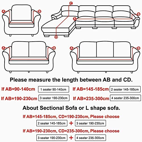 LINGKY Sofabezug Ecksofa L Form Stretch Samt Sofa Überzug Universal Couchbezug Für 1/2/3/4 Sitzer Waschbar Sofa Überwürfe (L Form Ecksofa Erfordert Zwei) - Sofabezug 2 Sitzer, Hellgrau