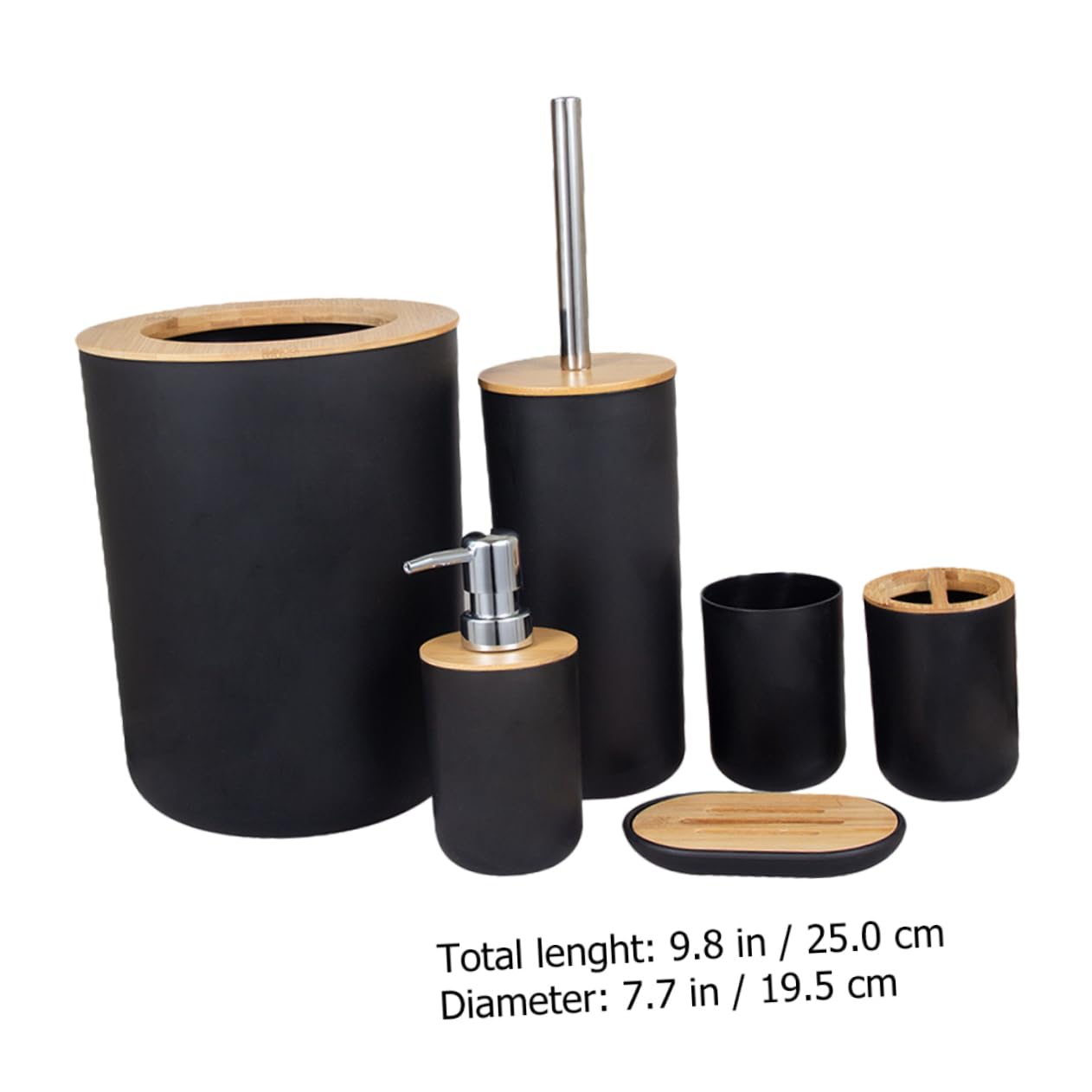 Cabilock Baño Completo Soporte Cepillo Dientes Vaso Enjuague Bucal Loción Jabonera Recipiente Basura Compacto y Útil