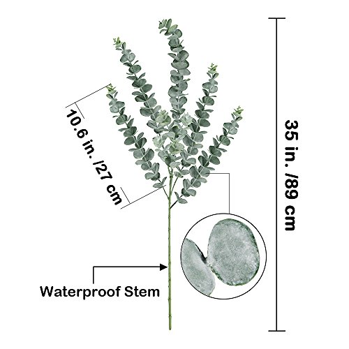 Supla 3 Pcs Faux Eucalyptus Leaves Spray Artificial Eucalyptus Branches Plants Artificial Greenery Stems 35" Tall In Grey Green For Greenery Wedding Party Floral Arrangement #TOP1