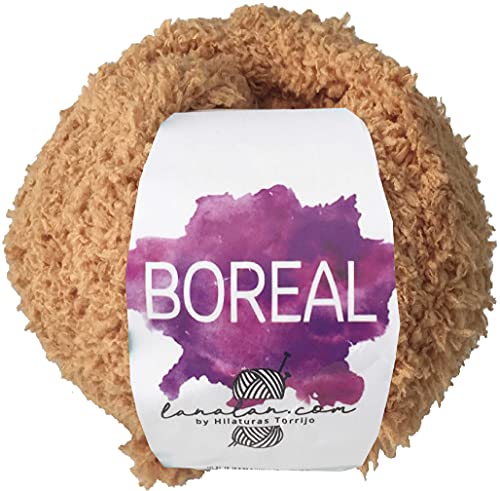 Hilo de Lana rizada para Tejer Crochet Ganchillo o Punto Torrijo BOREAL 50g, Ovillo de Lana Suave de Micropoliester para Tejer | 1 Unidad, Color 3025 Cover