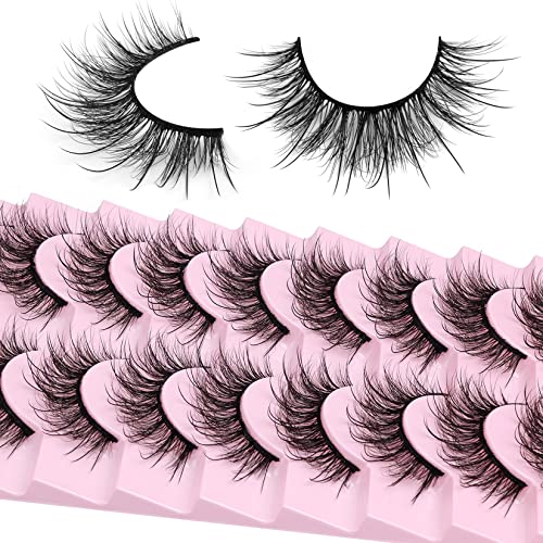 ALPHONSE Fairy Lashes 3D Fluffy Wispies Eyelashes Spiky Natural Look Lash Extension Strips Faux Mink Manga False Lashes 9 Pairs Pack