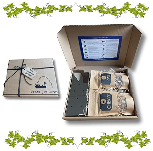 Stainless Steel BBQ Smoker Box for Gas BBQ and Charcoal Grills Oak and Cherry Wood Chips Barbecue Smoking Kit Gift Set