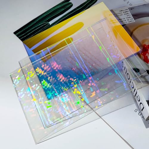Image of TOEPODO Iridescent Holographic Acrylic Sheets Sparkle Aurora Plexiglass Sheets PMMA Cast Acrylic Sheets for Laser Cutting DIY Crafts /Home Deco(3, Dazzling Blue+Cullet +Aurora, 8x12 inch)