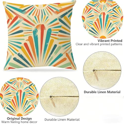 Coussin extérieur imperméable 65x65cm orange rétro pour salon de jardin - 5