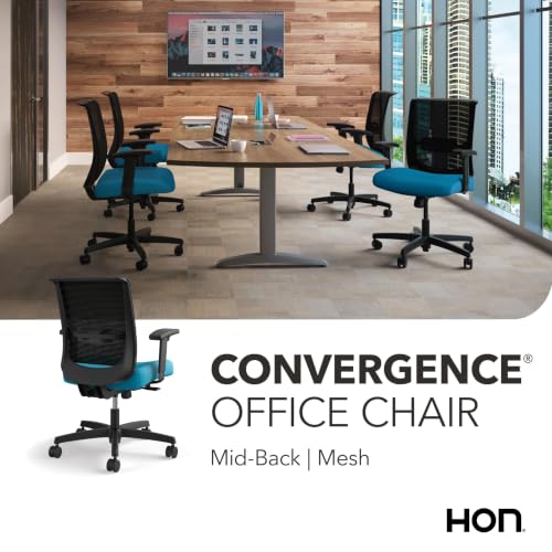 Image of HON Convergence Ergonomic Office Chair with Mesh Back, Adjustable Arms, Lumbar Support, Synchro‑Tilt Desk Chair with Wheels for Home Office or Computer Use, Black Frame, Peacock
