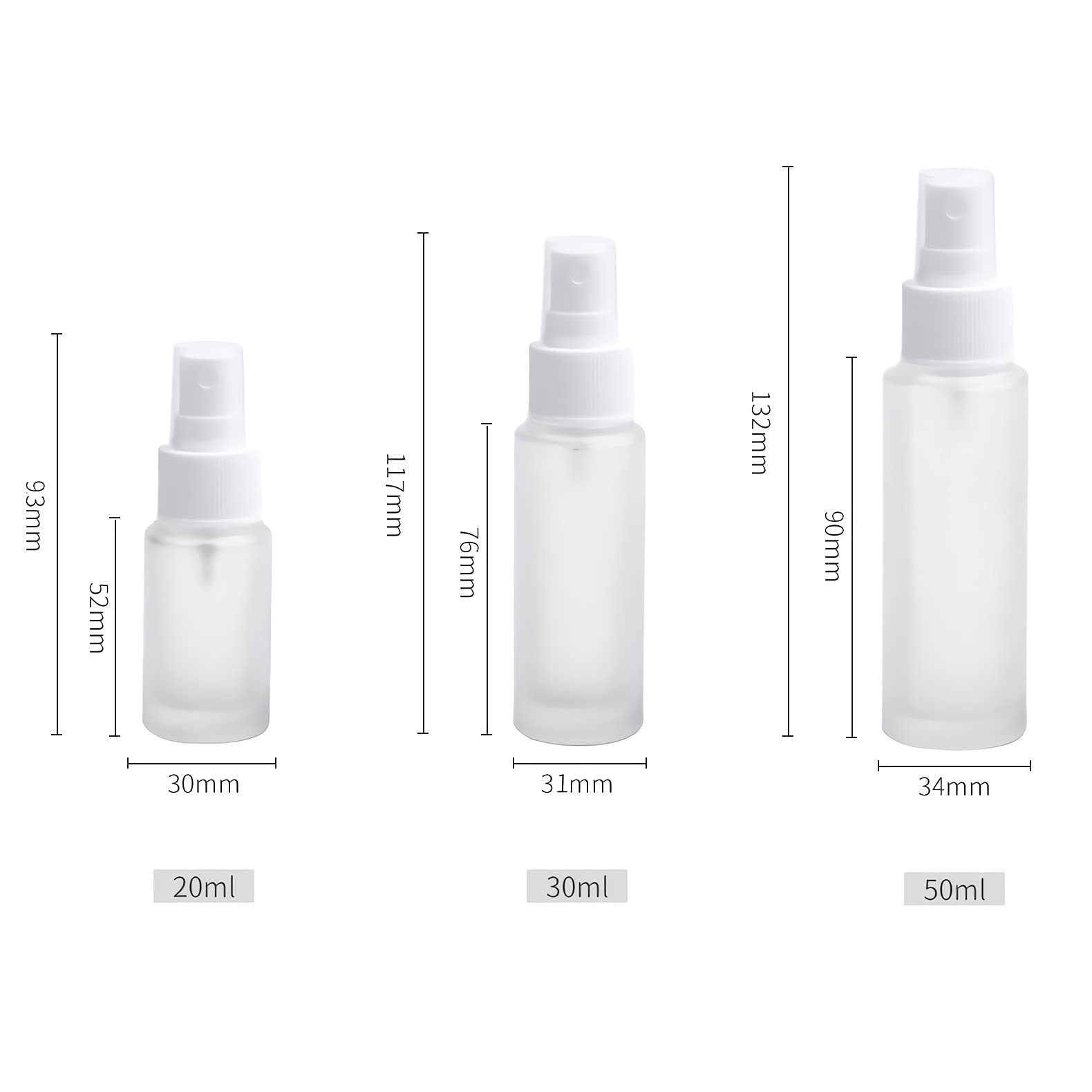 12 pezzis 20ml Flacone Spray in vetro Trasparente Opaco Con Spruzzatore Bianco, 20 ml Bottiglie Vuote Riutilizzabile da Viaggio Contenitori per Profumo Pulizia della Casa + 2 x imbuto