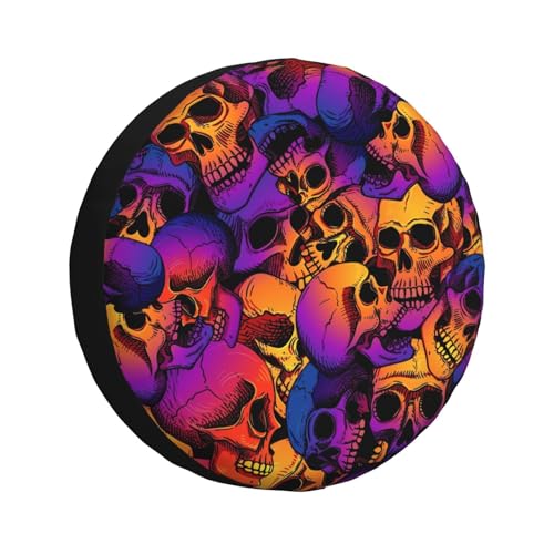 Image of Halloween Spare Tire Cover Bright Skull Tire Cover Universal Wheel Protectors Wheel Covers for Rv Camper Travel Trailer SUV Truck 16 Inch