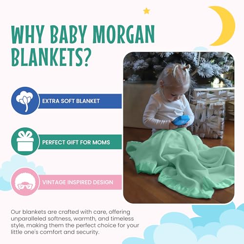 Image of Blankets Thermal Waffle Baby Blanket Crib Bedding - Soft Cozy Warm Infant Thermal Cover for Nursery Stroller or Bassinet, Lightweight Ideal Shower Gift, Nylon Trim Mint Green 36 inch x 50 inch