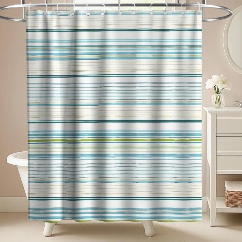 Neutral Modern Striped Shower Curtain Abstract Luxury Aesthetic Ocean