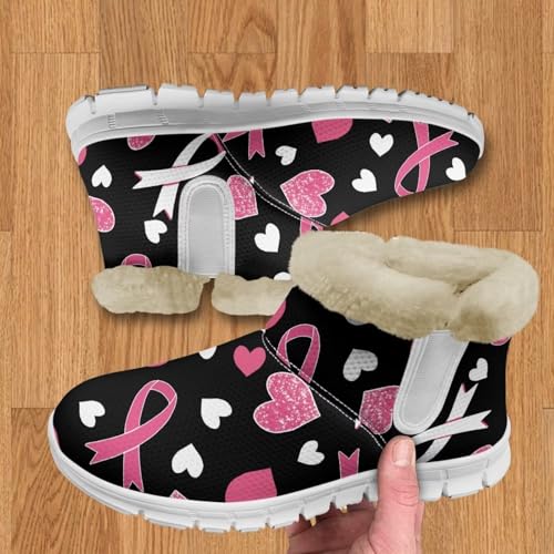 JoyLamoria Bee Daisy Print Women’s Snow Boots Warm Fur Lines Winter Boots Anti Slip Fashion Walking Booties for Women Girls Outdoor Fuzzy Boots Lightweight2