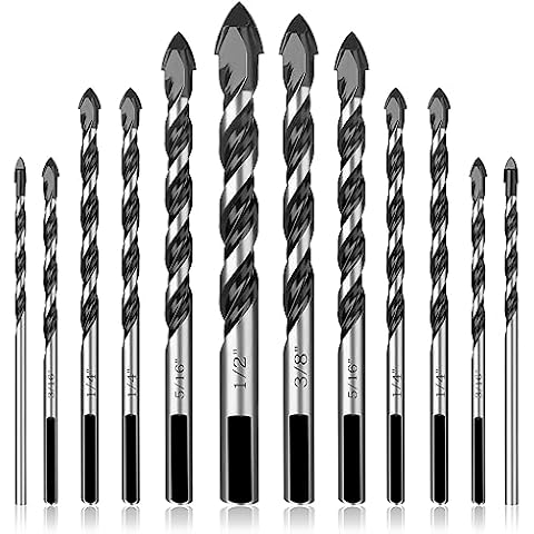 UBESTHS 12Pcs Masonry Drill Bit Set, Concrete Drill Bit Set, 1/8 to 1/2 inch Professional Carbide Drill Bits Set for Glass, Brick, Plastic, Cement, Concrete, Granite, Wall, Wood, Tile Etc. Cover