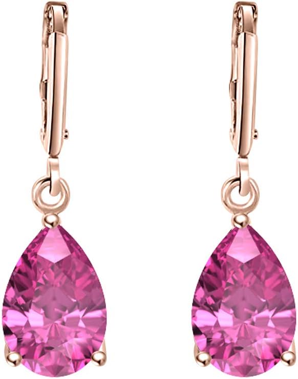 Wonderful 6x8mm Pear Cut Pink Sapphire Over .925 Sterling Silver Fancy Party Wear Dangle Clip-On Earrings For Women